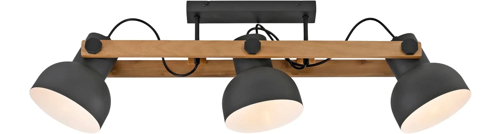 JUST LIGHT Deckenleuchte CUP 2.0 Schwarz 3-flammig Holz-Eisen