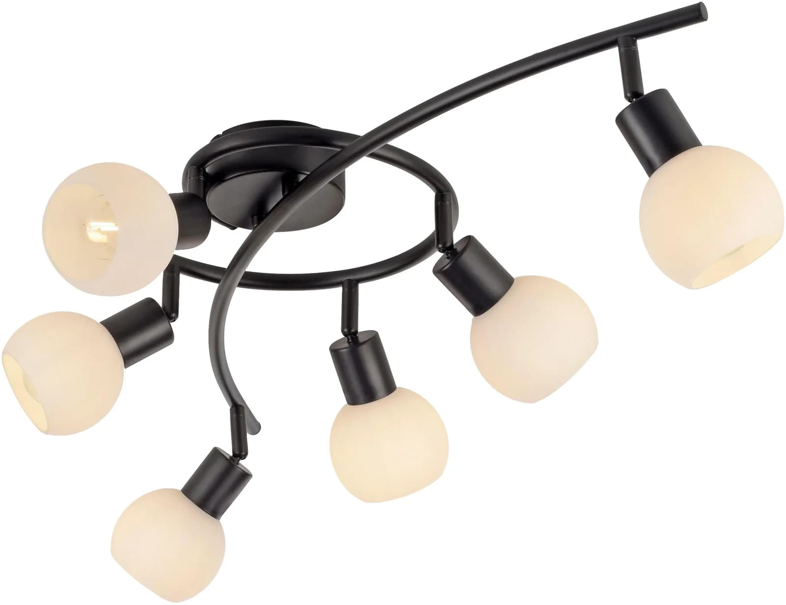 JUST LIGHT Deckenleuchte Loki 6-fl. Schwarz Eisen Glas