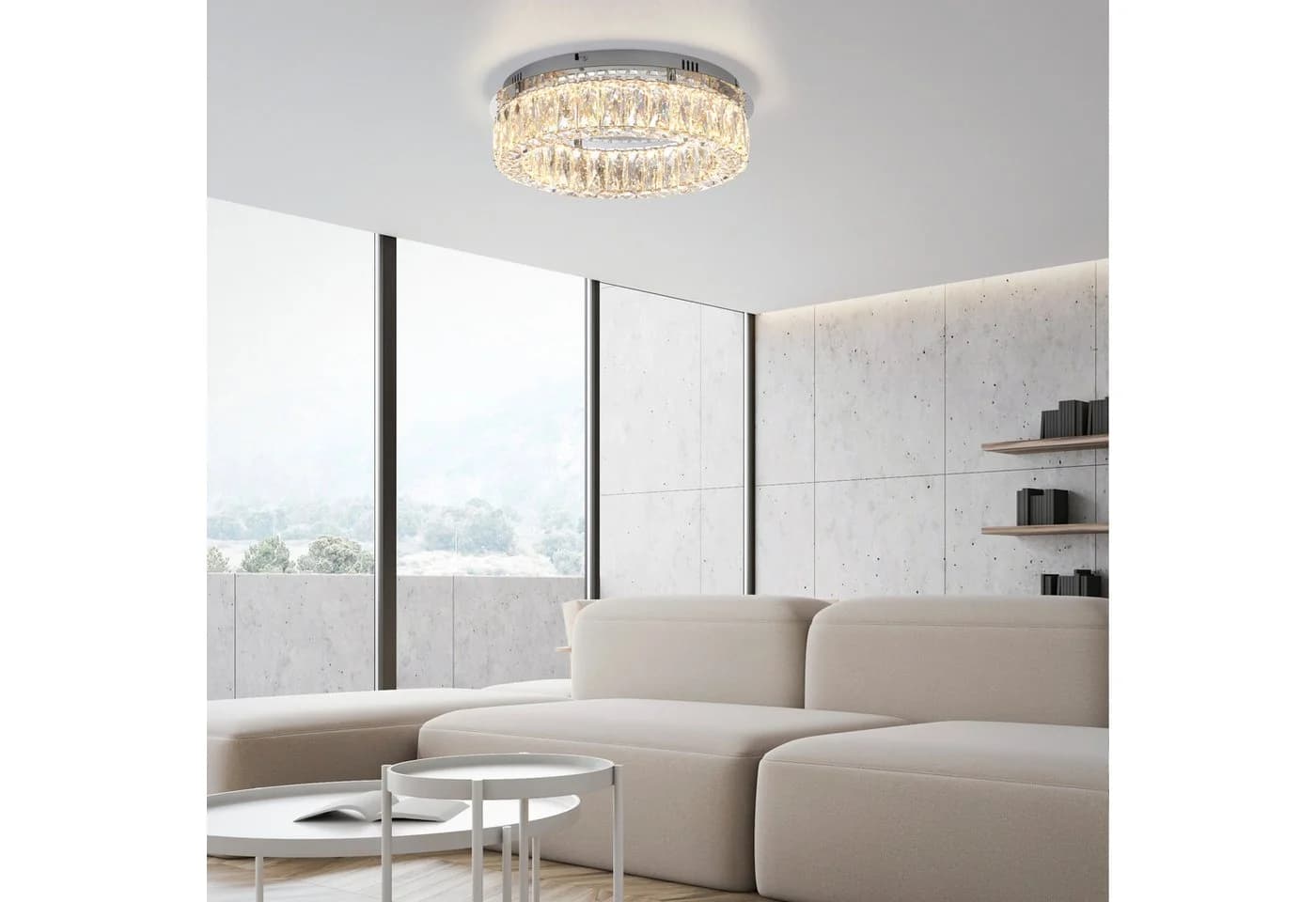 JUST LIGHT LED Deckenleuchte KULUNKA Chrom Dimmbar Kristalleffekt