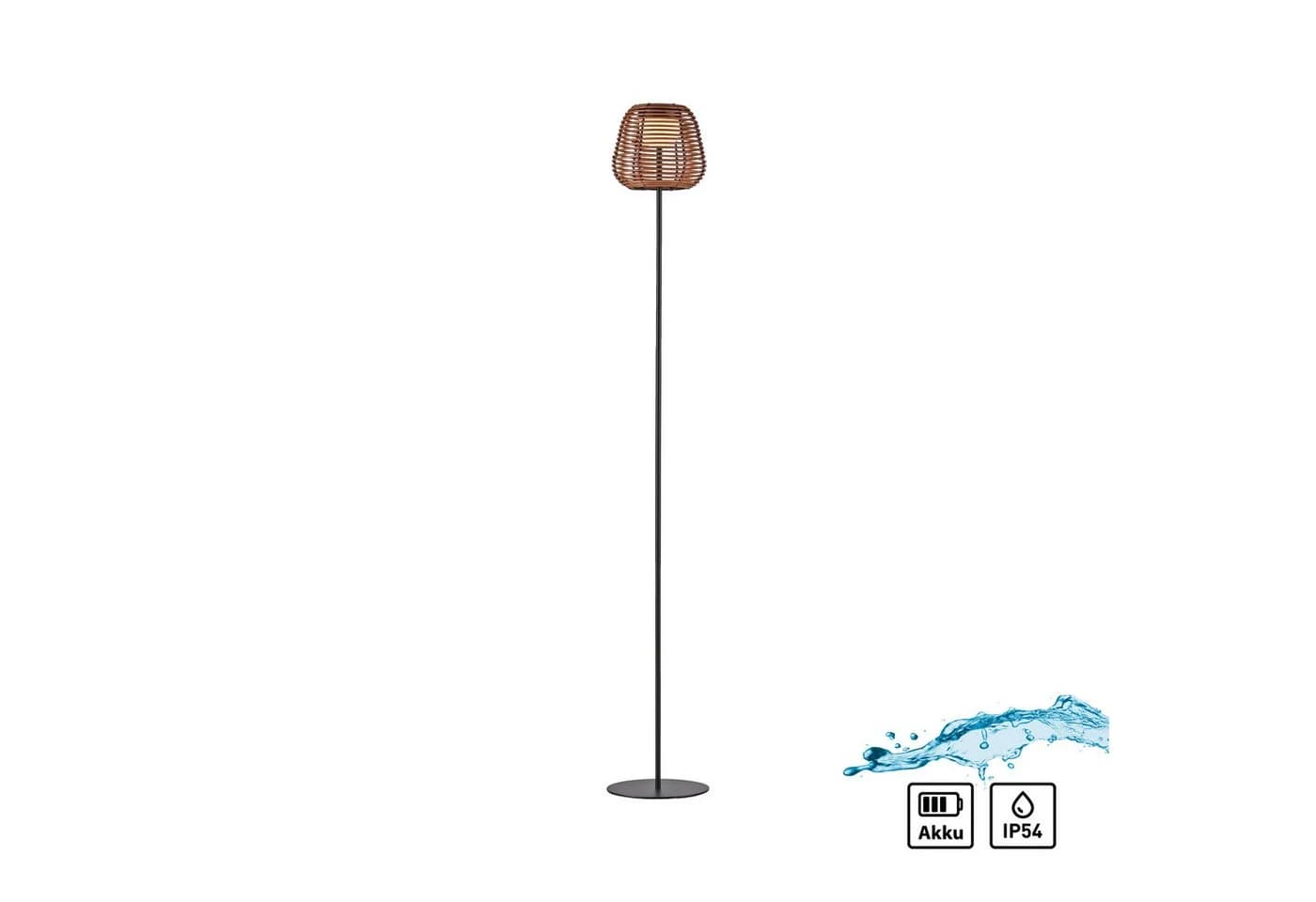 Just Light LED-Akku-Stehlampe Askia Rattan IP54 Touchdim - Bild 2