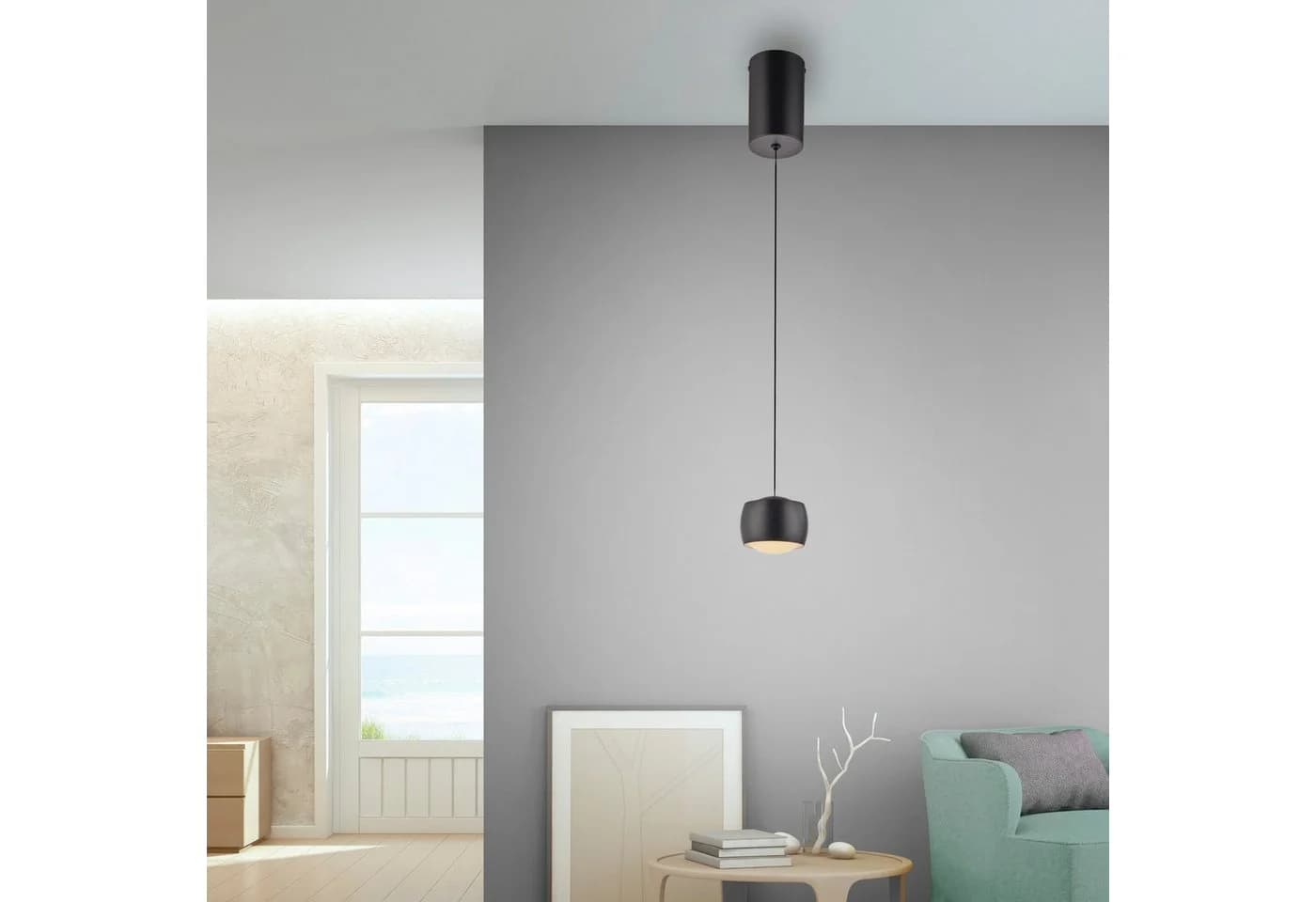 JUST LIGHT Pendelleuchte Ballini Schwarz LED Comfort Lift