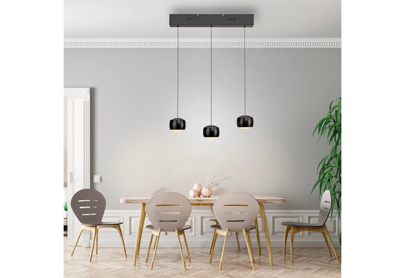 JUST LIGHT Pendelleuchte BALLINI Schwarz LED dimmbar Switchmo
