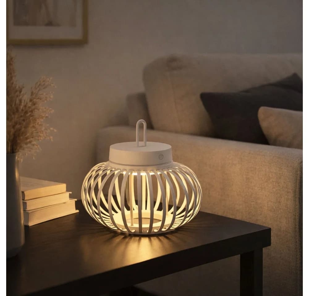 JUST LIGHT LED Tischleuchte sand Bambus Touchdimmer Akku - Bild 5