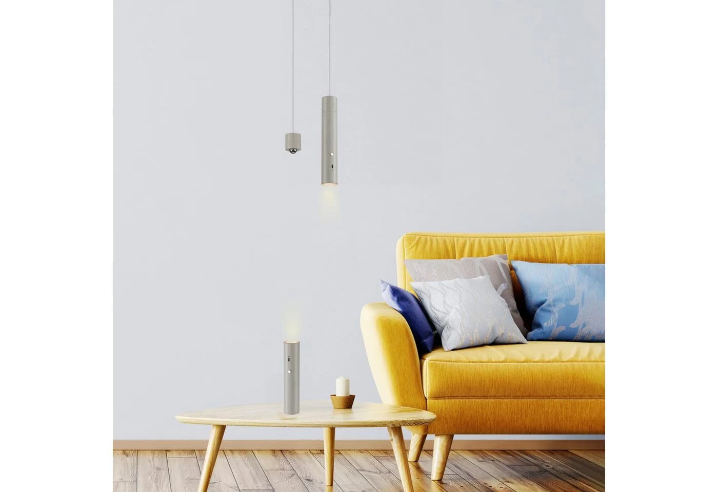 JUST LIGHT Pendelleuchte ATTACH Beige Akku LED Dimmbar