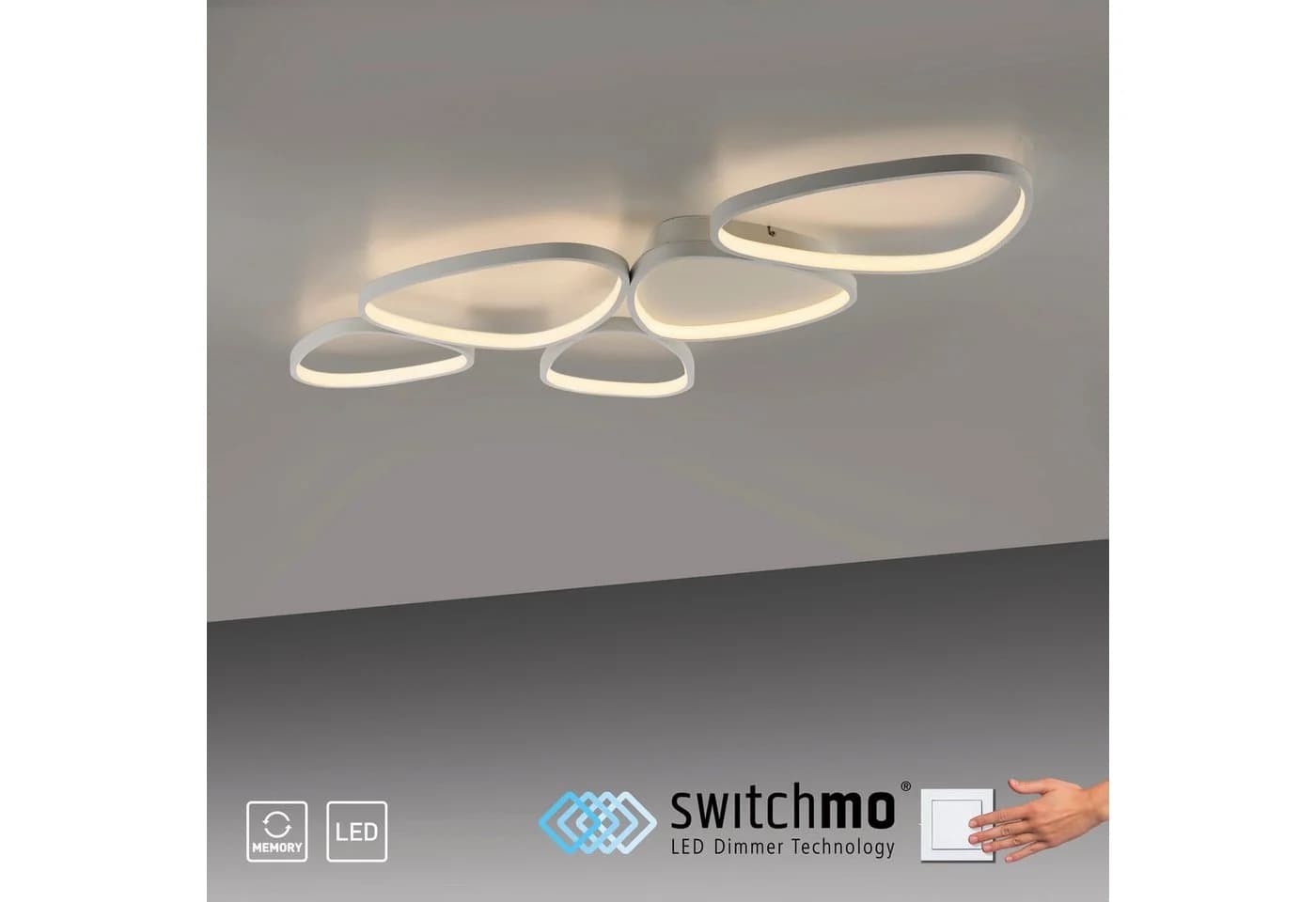 JUST LIGHT Deckenleuchte PEBBLES Weiß LED Dimmbar Switchmo - Bild 5