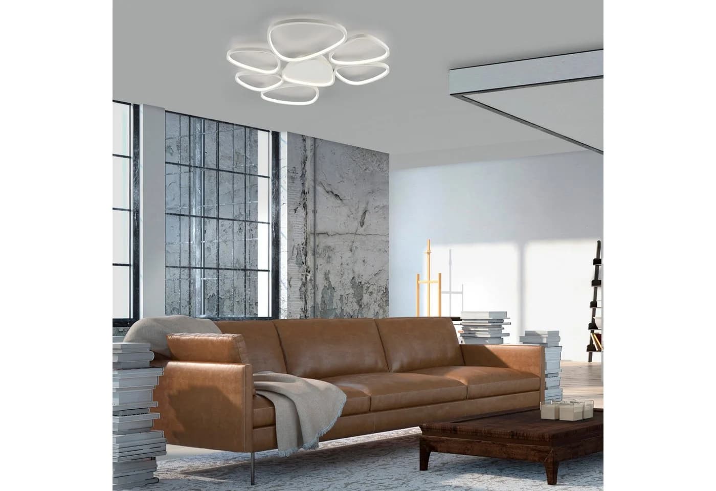 JUST LIGHT Deckenleuchte PEBBLES Weiß LED Dimmbar Switchmo Memory