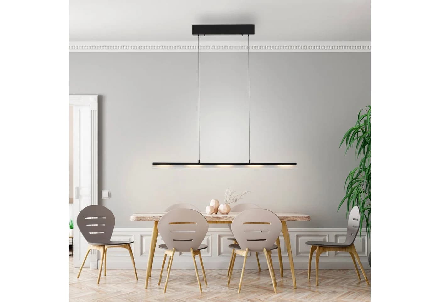 JUST LIGHT Pendelleuchte NELE Schwarz LED Dimmbar Comfort Lift