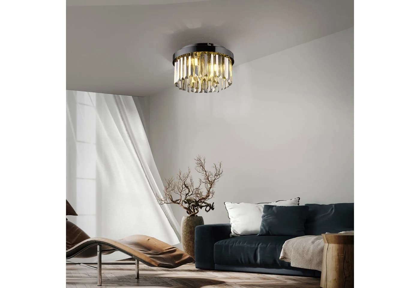 JUST LIGHT Deckenlampe Kulunka Kristallglas Schwarz