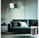Moderne Stehlampe aus Eisen und Stoff Bild 1