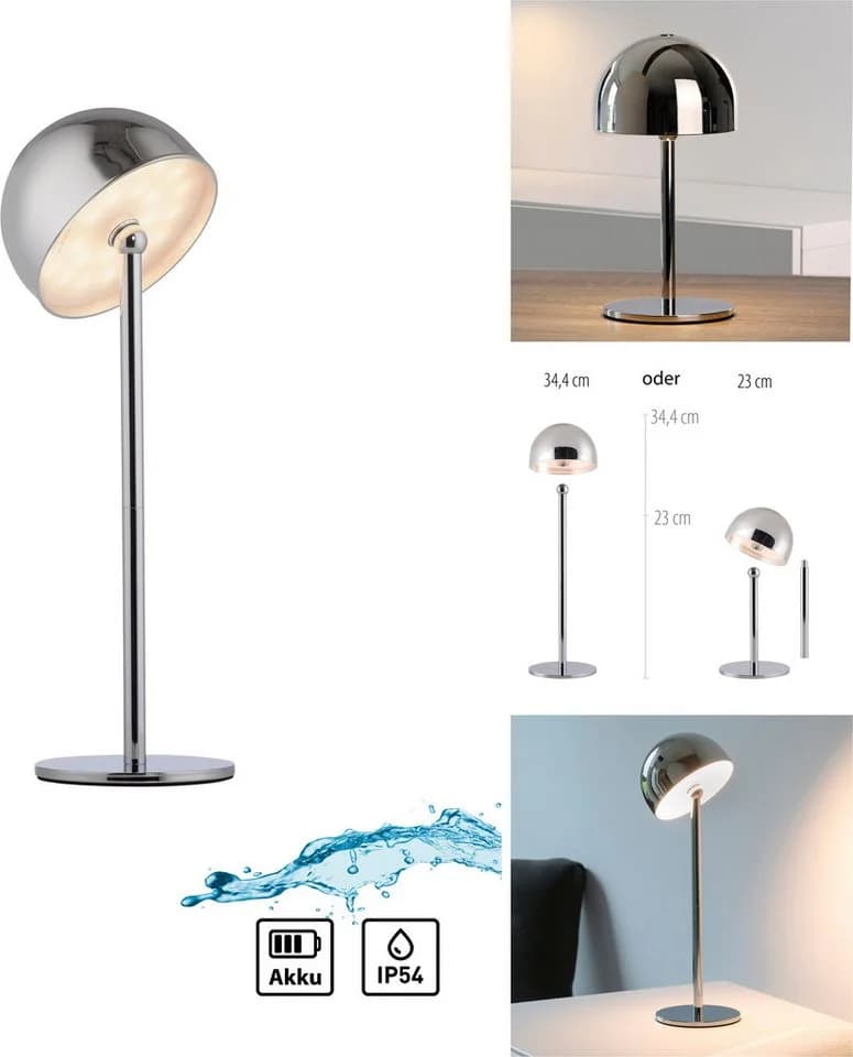 OTTO HOME Akku Tischlampe Garrin mit Flaschenaufsatz Grau Chrom - Bild 5