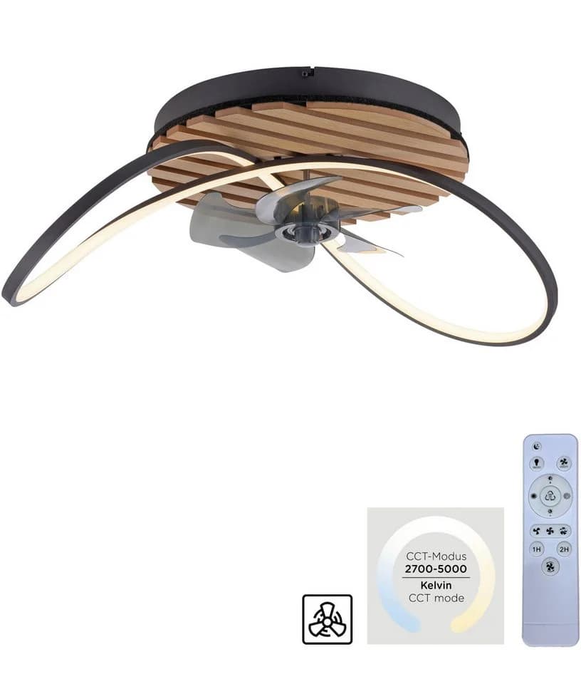 OTTO home Deckenleuchte Ullii mit Ventilator und Akustikpaneele Braun - Bild 3