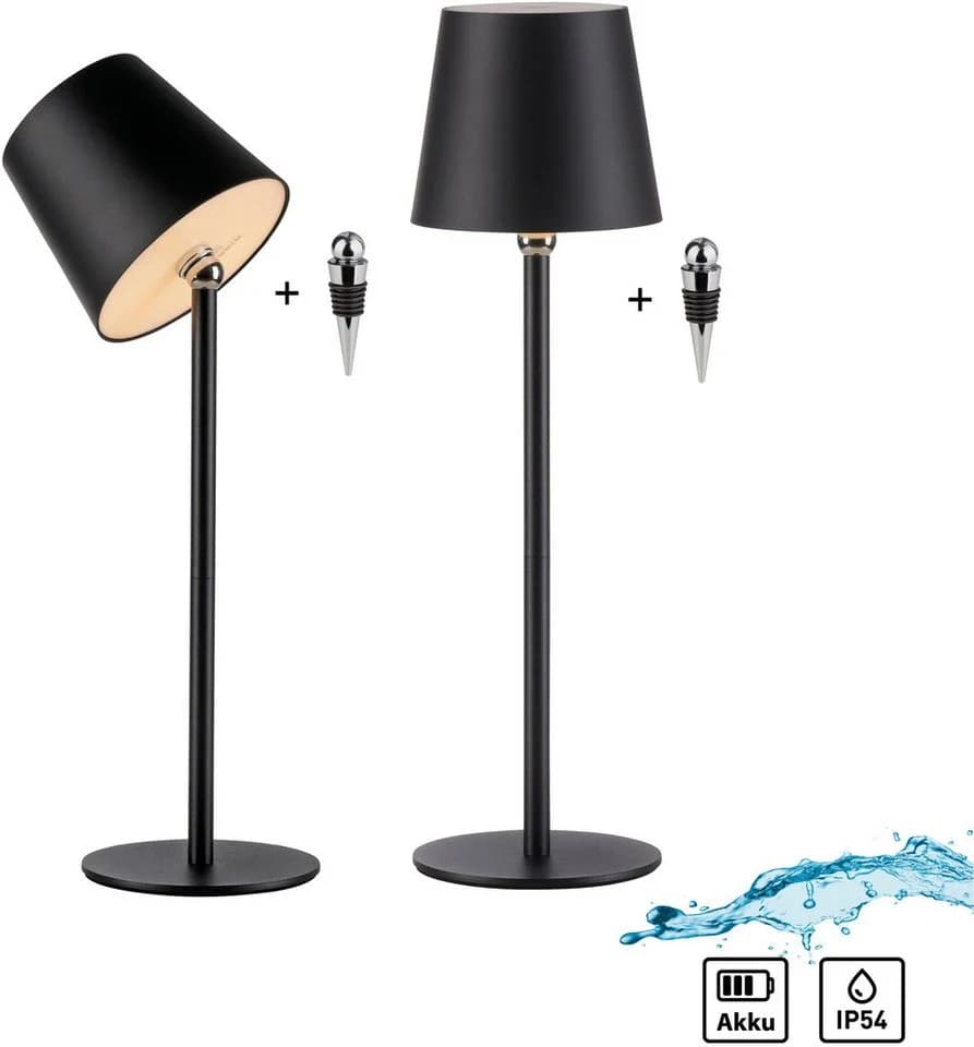 JUST LIGHT LED Tischleuchte BOTERIA Schwarz Akku Betrieben