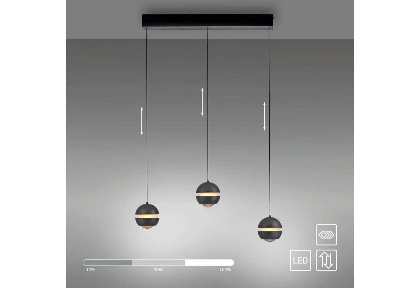 SCHÖNER WOHNEN LED-Hängelampe Lini Schwarz 3-fl. lang 3.000K - Bild 4