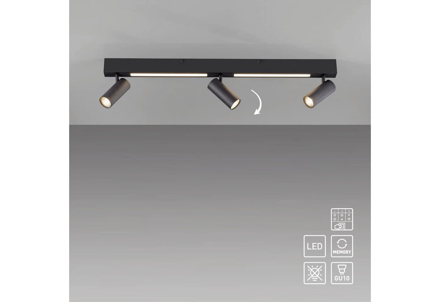 LED Deckenleuchte DANTE schwarz 3 Spots Schöner Wohnen Kollektion - Bild 5