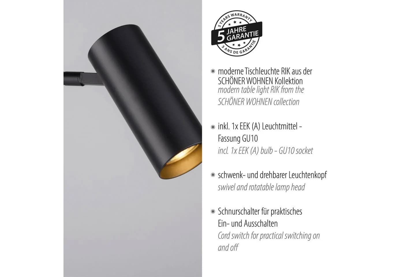 SCHÖNER WOHNEN-Kollektion LED Tischleuchte RIK LED wechselbar Warmweiß - Bild 4