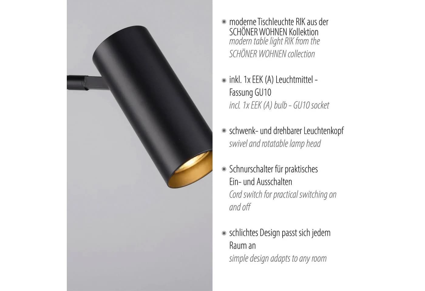 SCHÖNER WOHNEN-Kollektion LED Tischleuchte RIK LED wechselbar Warmweiß - Bild 5