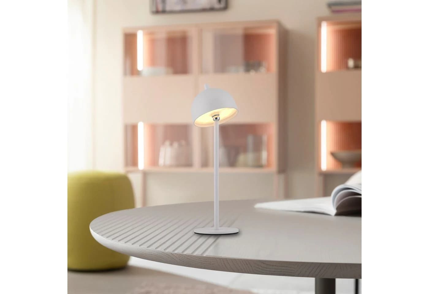 Schöner Wohnen LED-Akku-Tischlampe Bellies, weiß, IP54, dimmbar, USB
