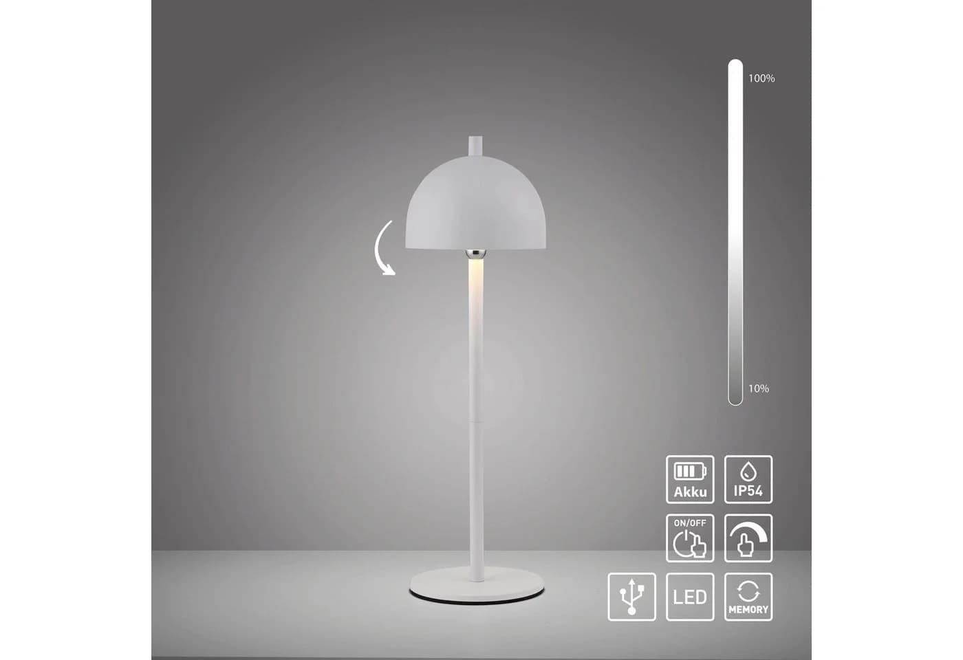 Schöner Wohnen LED-Akku-Tischlampe Bellies, weiß, IP54, dimmbar, USB - Bild 3