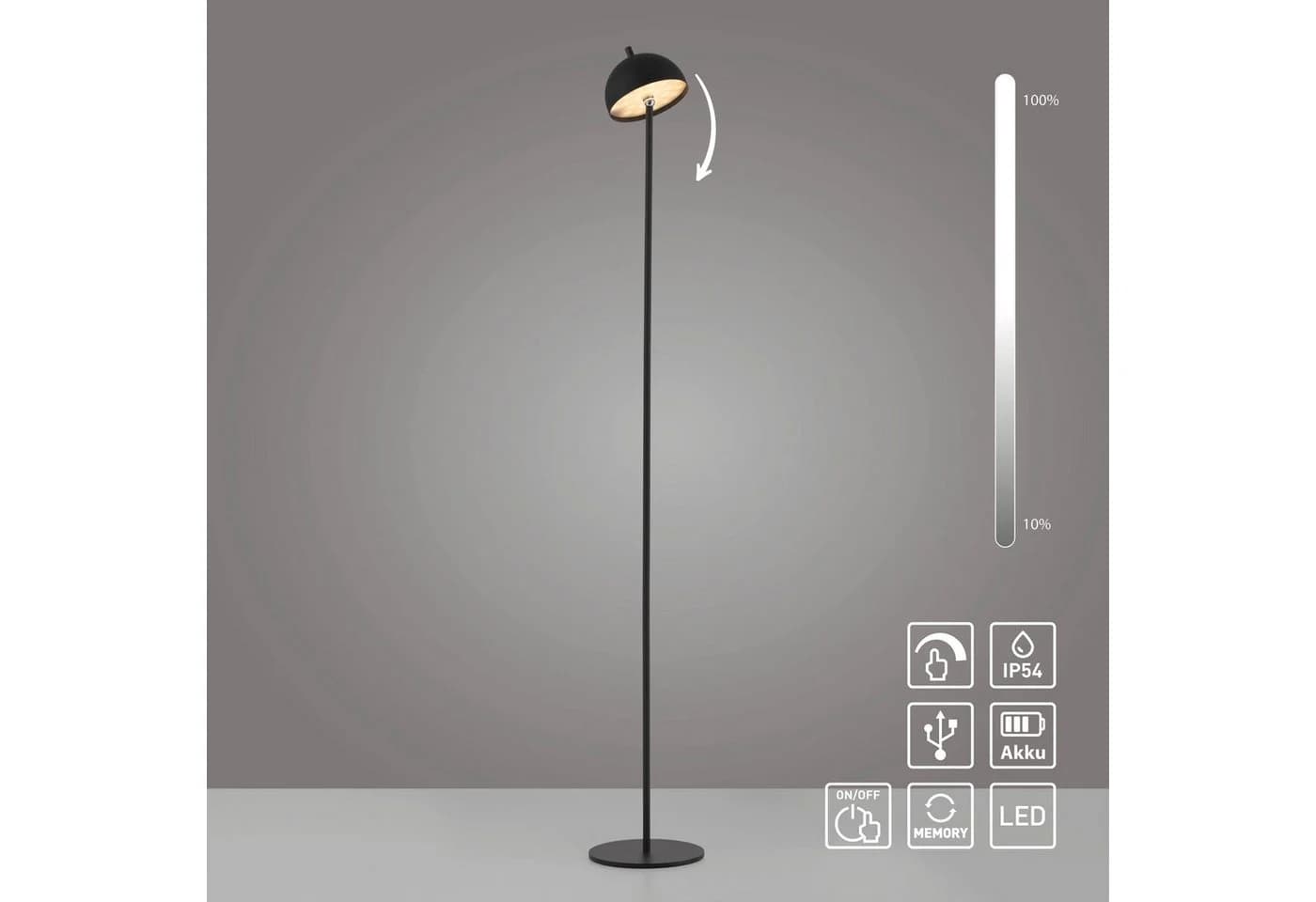 Schöner Wohnen LED-Akku-Stehlampe Bellies Schwarz IP54 - Bild 2