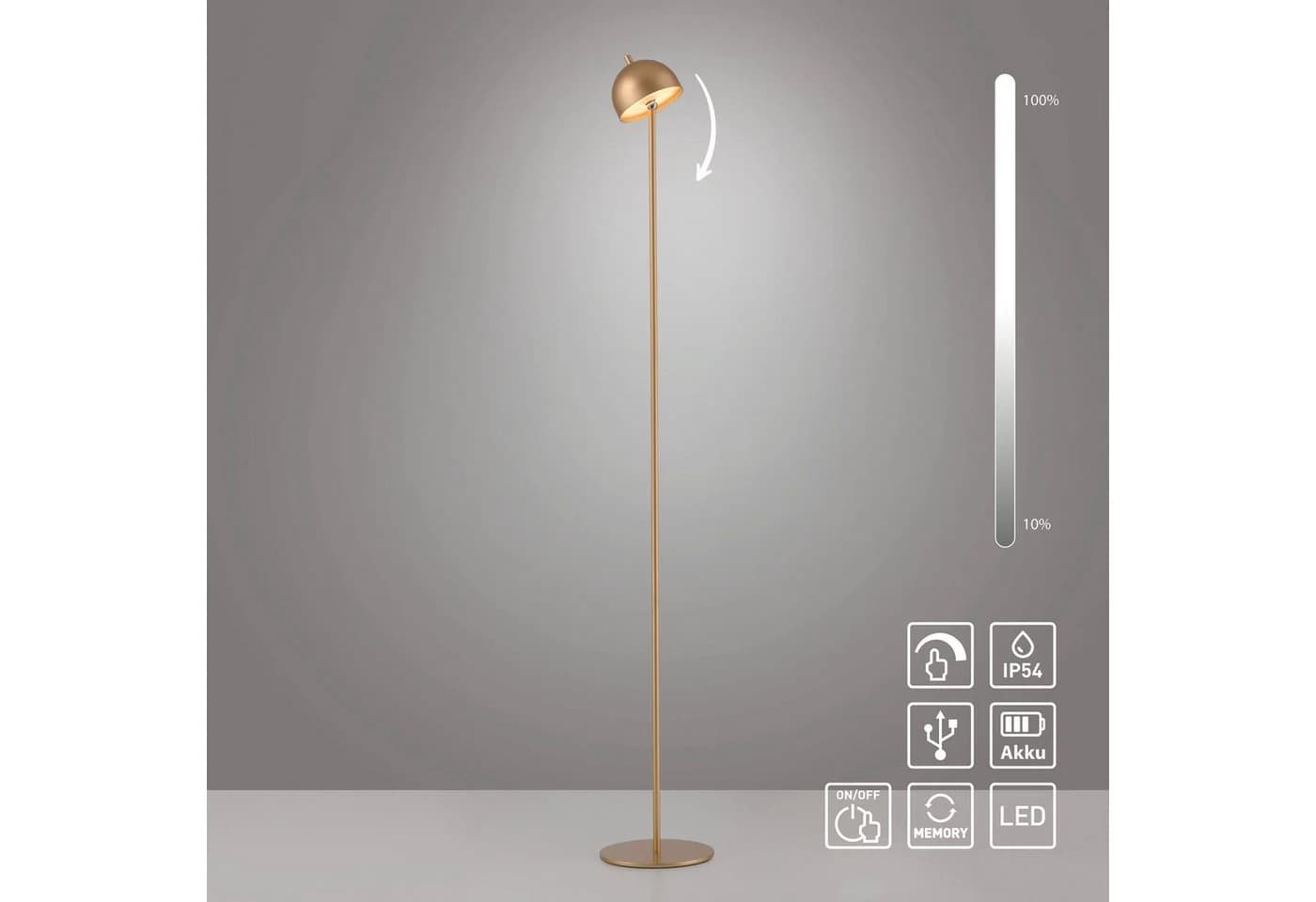 Schöner Wohnen LED-Akku-Stehlampe Bellies Goldfarben IP54 - Bild 2