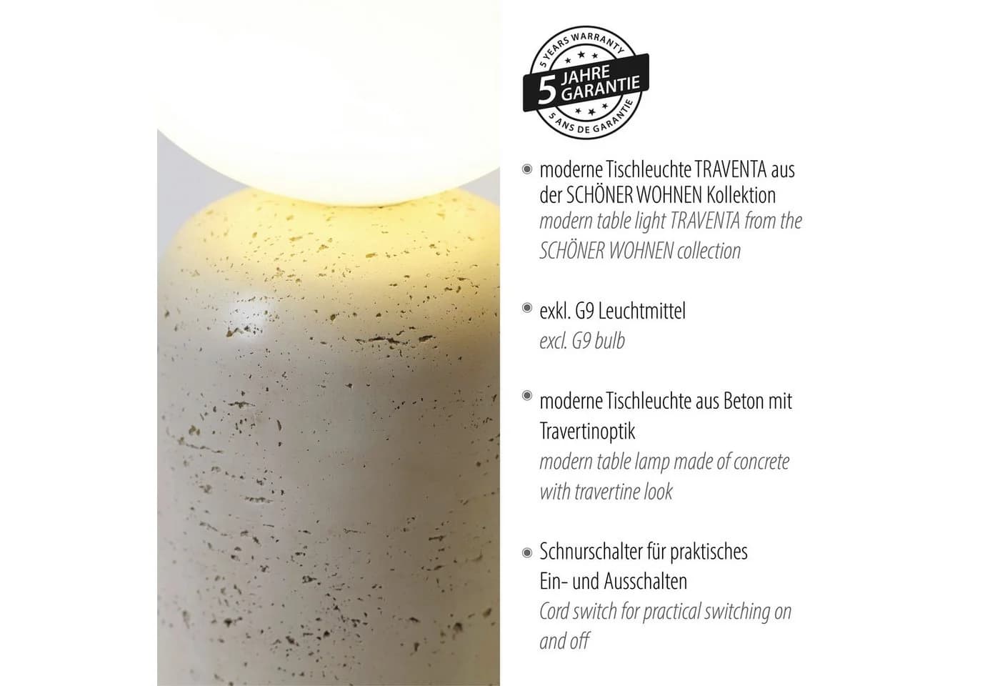 Tchibo Schöner Wohnen Tischleuchte Traventa Weiß Glas - Bild 4