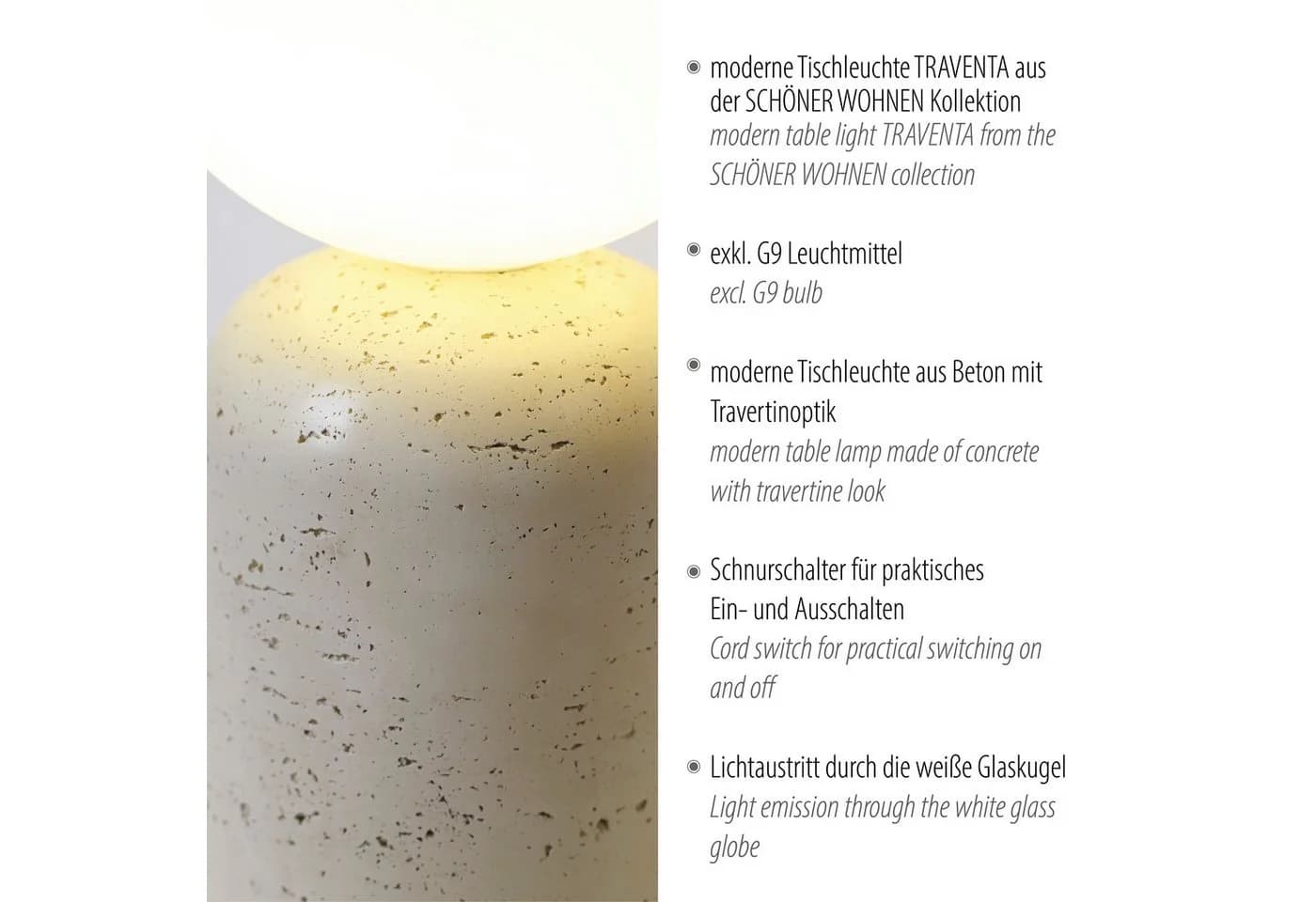 Tchibo Schöner Wohnen Tischleuchte Traventa Weiß Glas - Bild 5