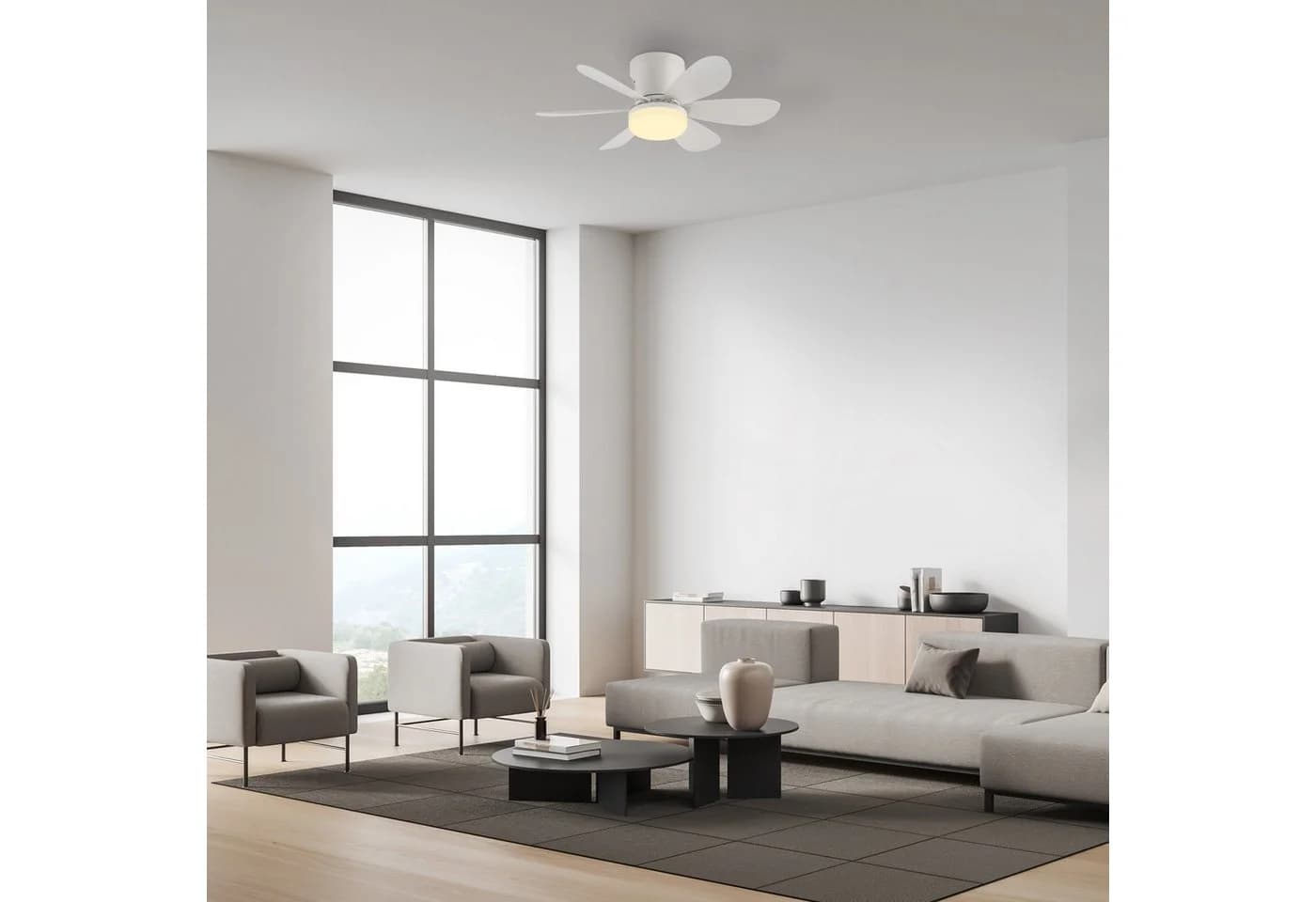 JUST LIGHT LED Deckenleuchte MINIAIR Weiß mit Ventilator und Dimmfunktion