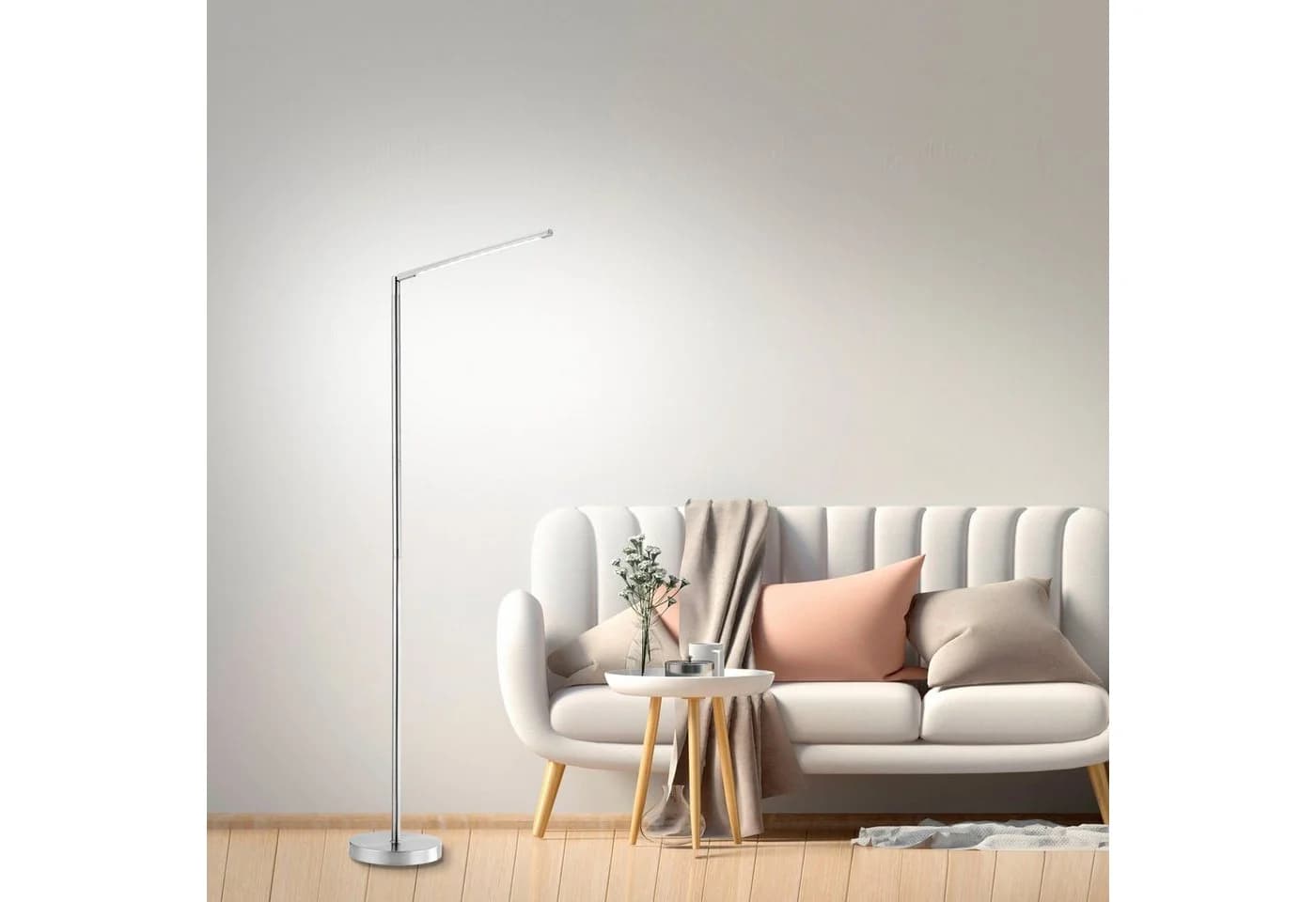 JUST LIGHT Stehlampe DAWDA Silber LED Dimmbar