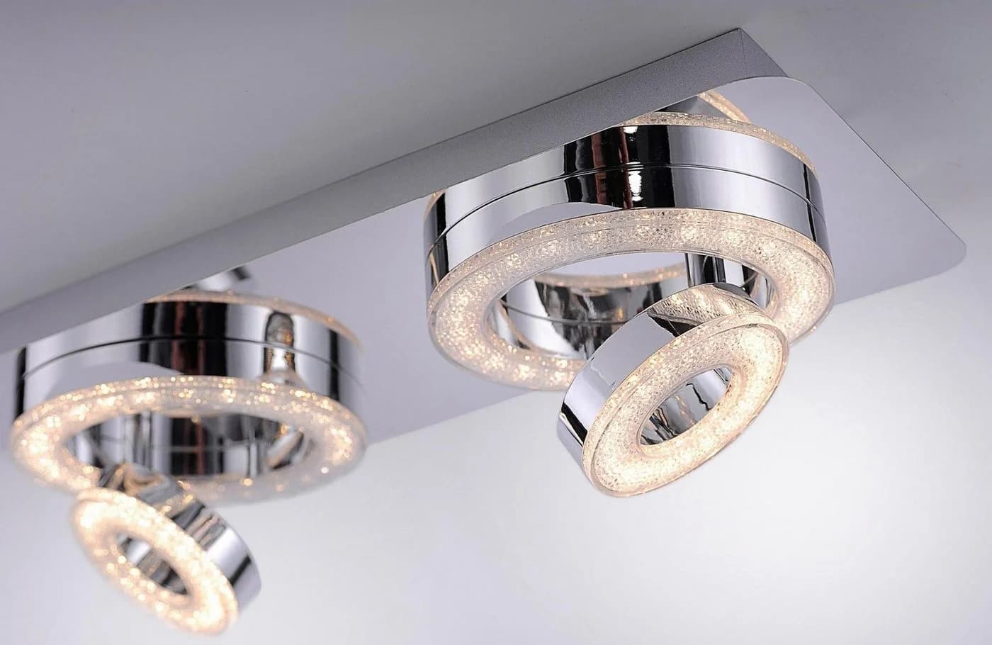 JUST LIGHT Deckenleuchte TIM Modern Grau Chrom 4-fach LED