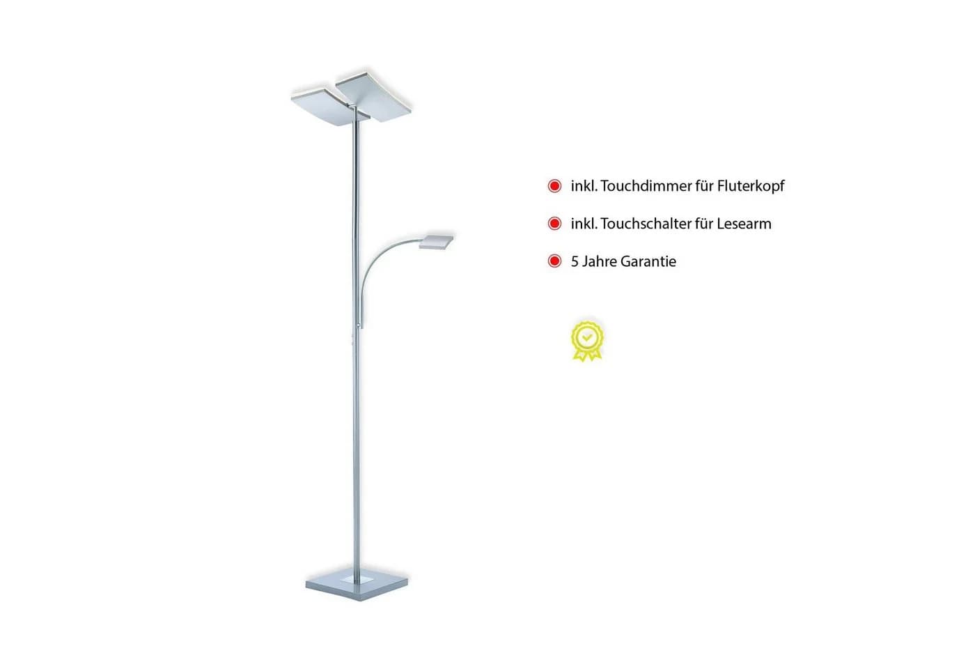 JUST LIGHT Stehlampe RUBEN LED Dimmbar Touch Silber - Bild 3