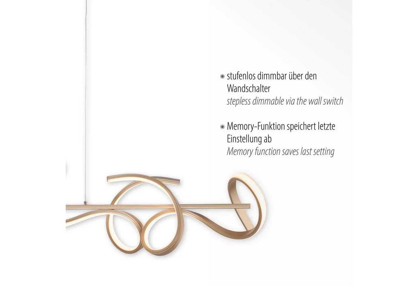 JUST LIGHT Pendelleuchte CURLS Gold Messing Matt LED Dimmbar - Bild 5