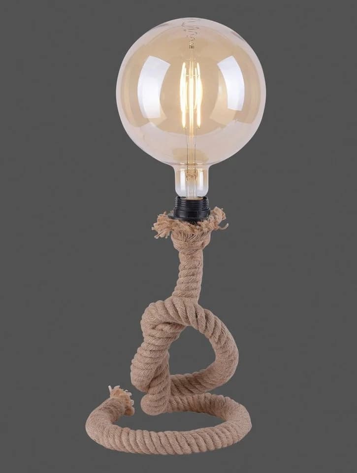 JUST LIGHT Tischleuchte ROPE Schwarz Eisen Seil Optik