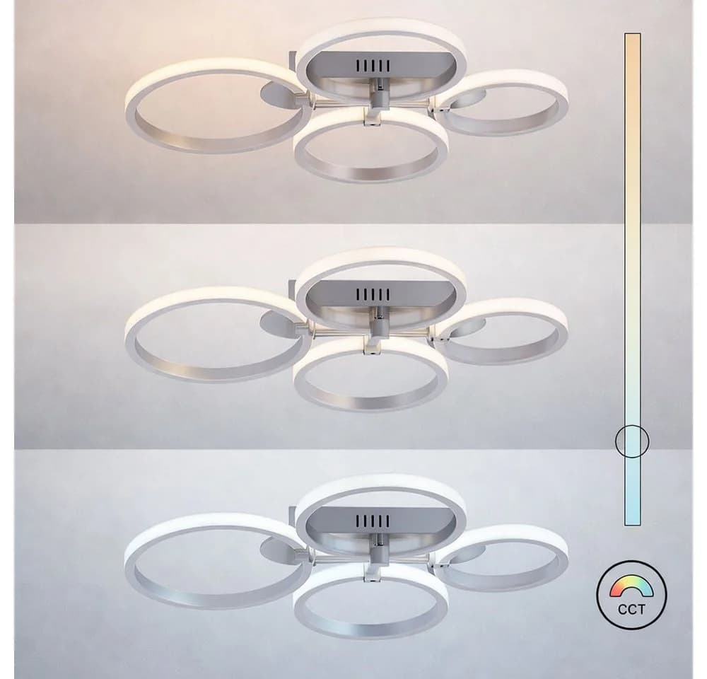 JUST LIGHT LED Deckenleuchte Smart Dimmbar Weiß/Silber - Bild 5