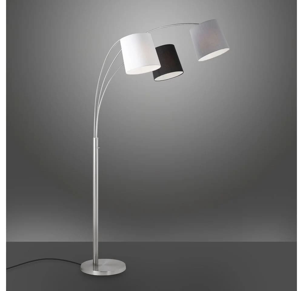 JUST LIGHT Stehlampe MELVIN Silber 3x E27 Stoffschirme - Bild 3