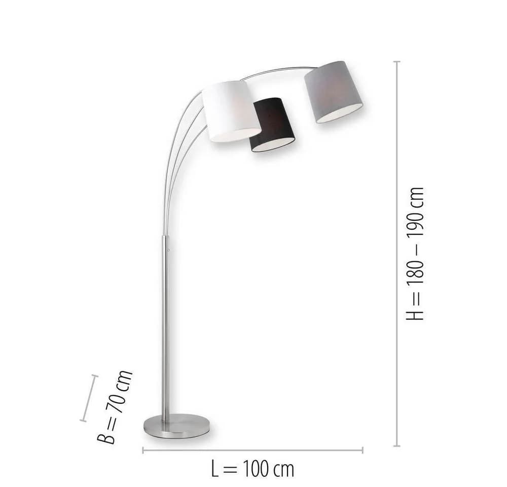 JUST LIGHT Stehlampe MELVIN Silber 3x E27 Stoffschirme - Bild 4
