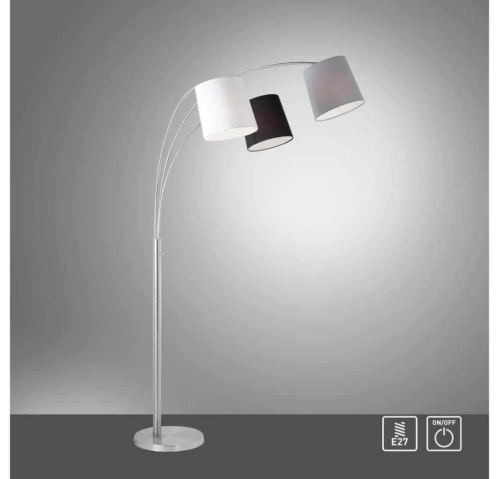 JUST LIGHT Stehlampe MELVIN Silber 3x E27 Stoffschirme - Bild 5