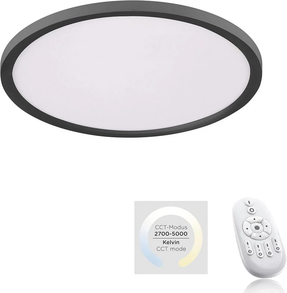 LED-Deckenleuchte Flat CCT Ø 40 cm Schwarz Dimmbar - Bild 4
