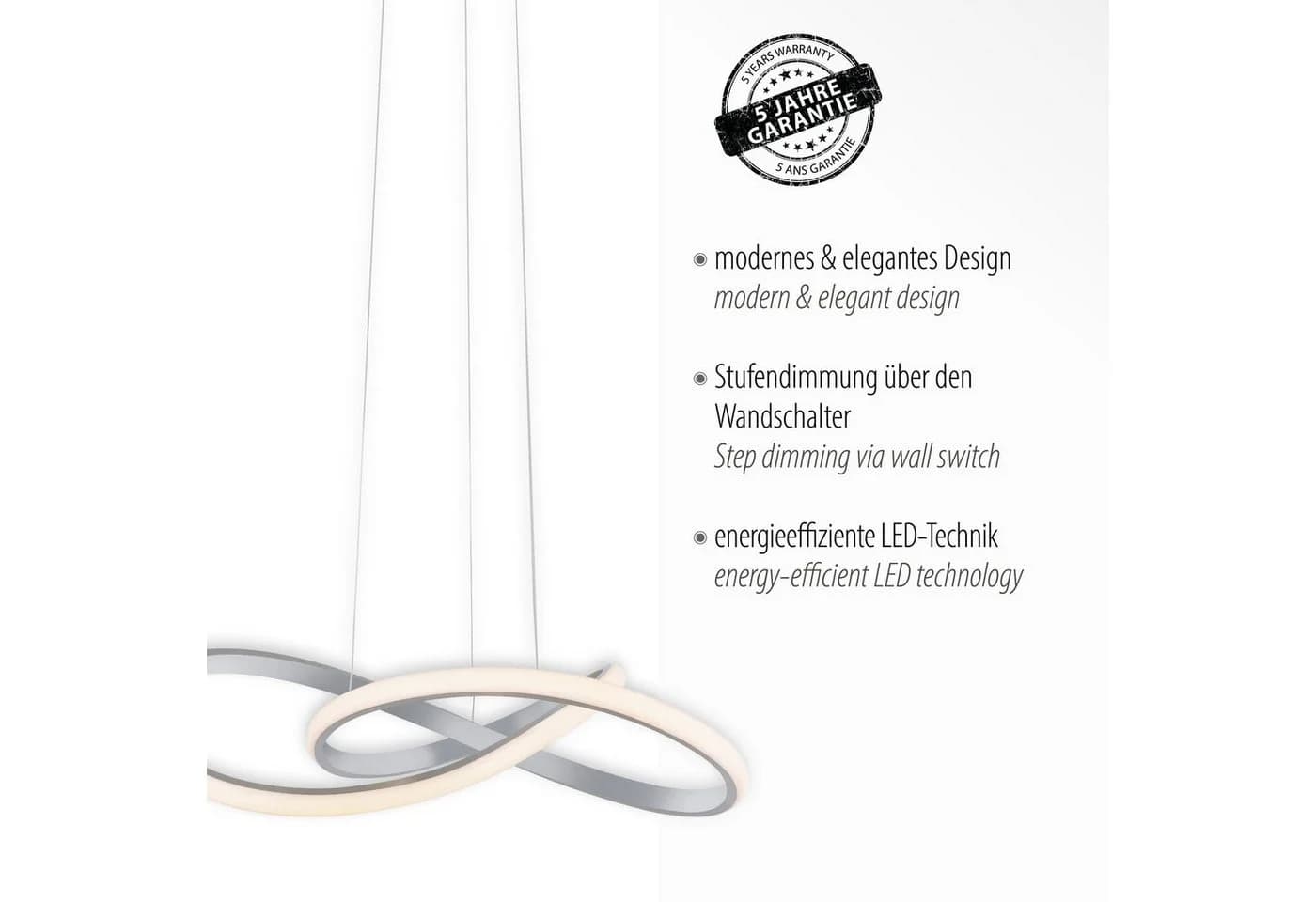 JUST LIGHT Pendelleuchte MARIA LED Dimmbar Aluminium Grau - Bild 4