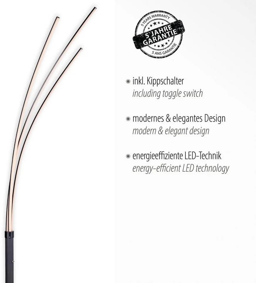 JUST LIGHT Stehlampe MAJA Schwarz LED 3 Leuchtmittel Kippschalter - Bild 4