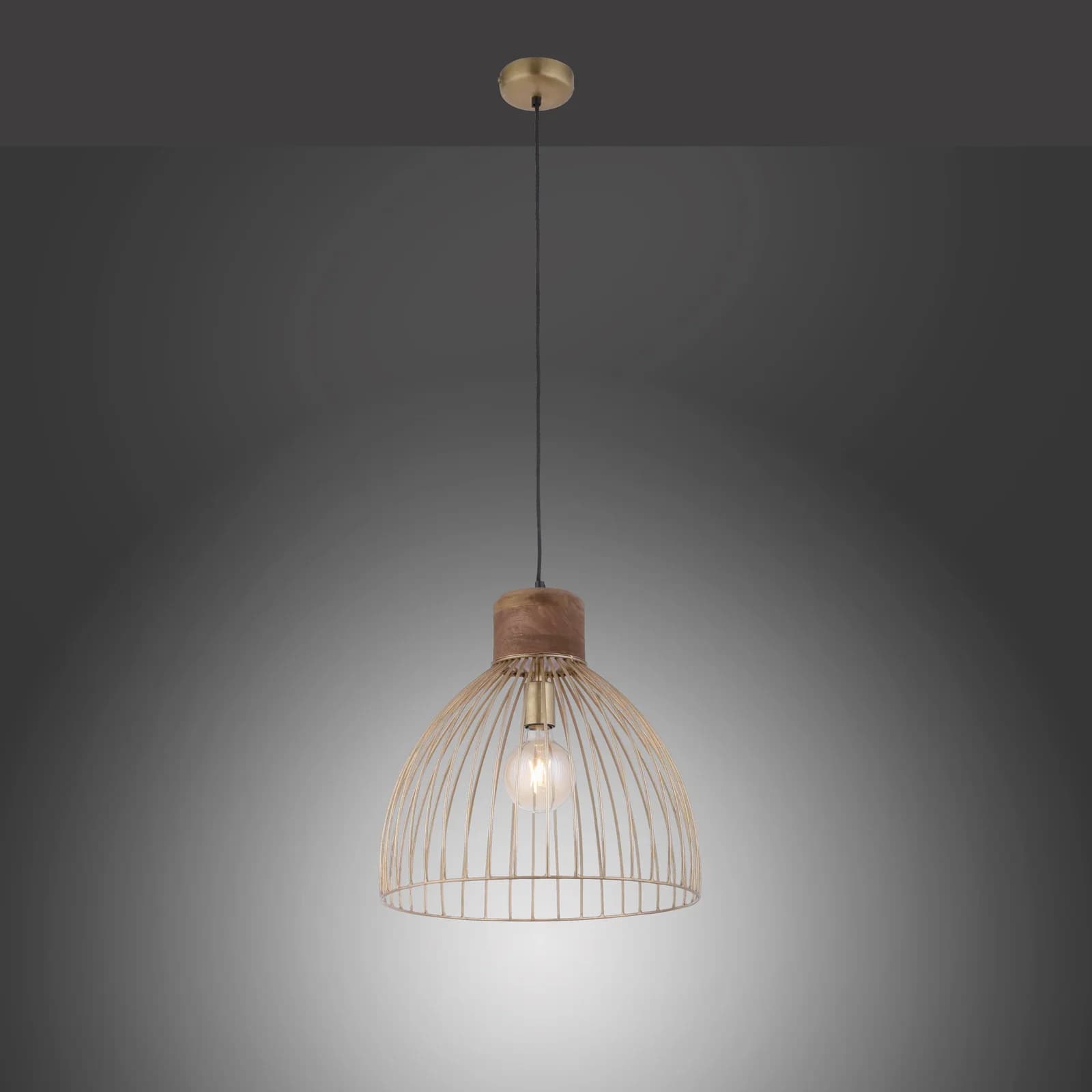 JUST LIGHT Pendelleuchte ALAMI Gold Messing Industrial