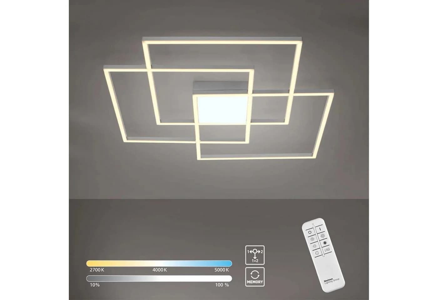 LED-Deckenleuchte Asmin, CCT, stahl, 75x75cm - Bild 5