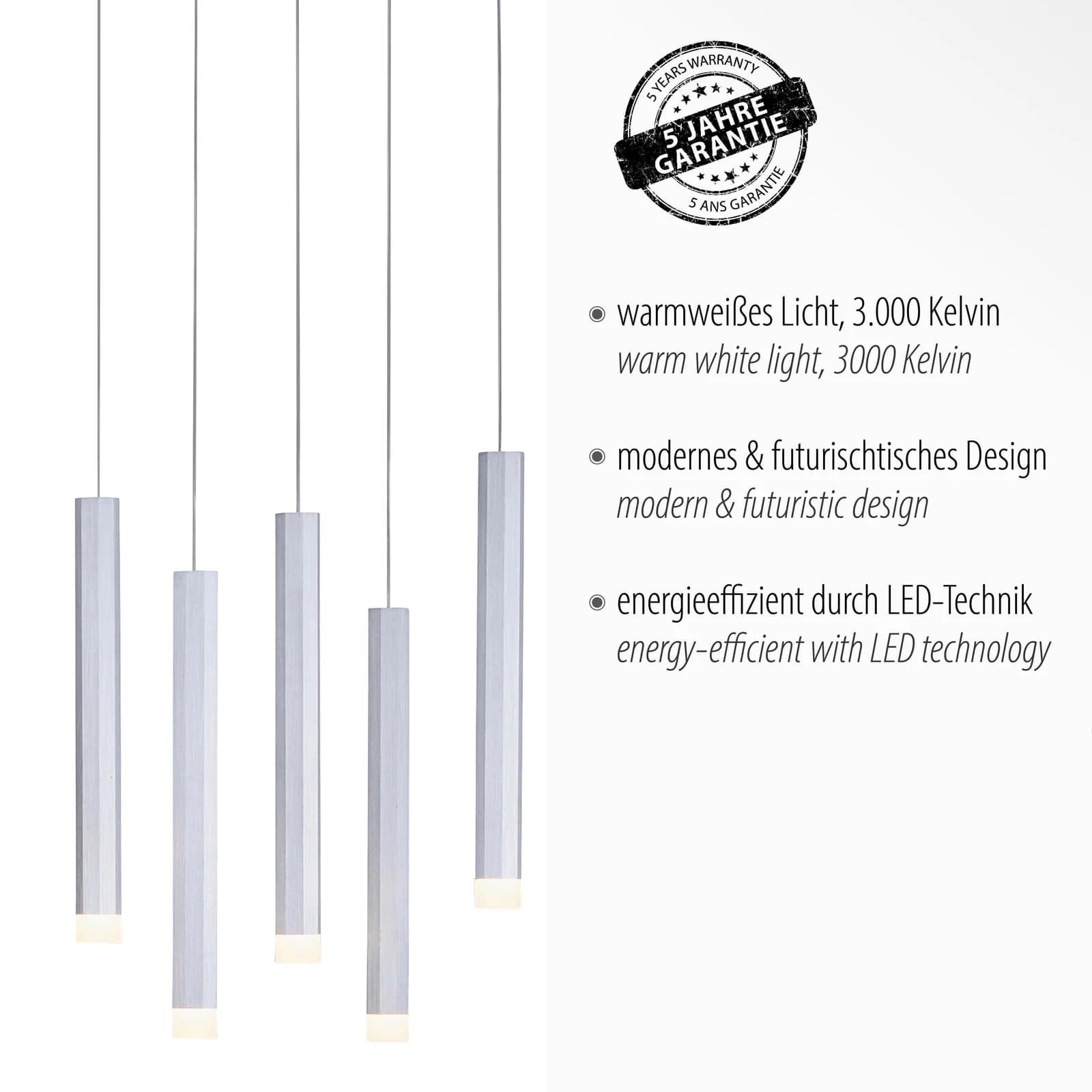 JUST LIGHT Pendelleuchte BRUNO LED Warmweiß