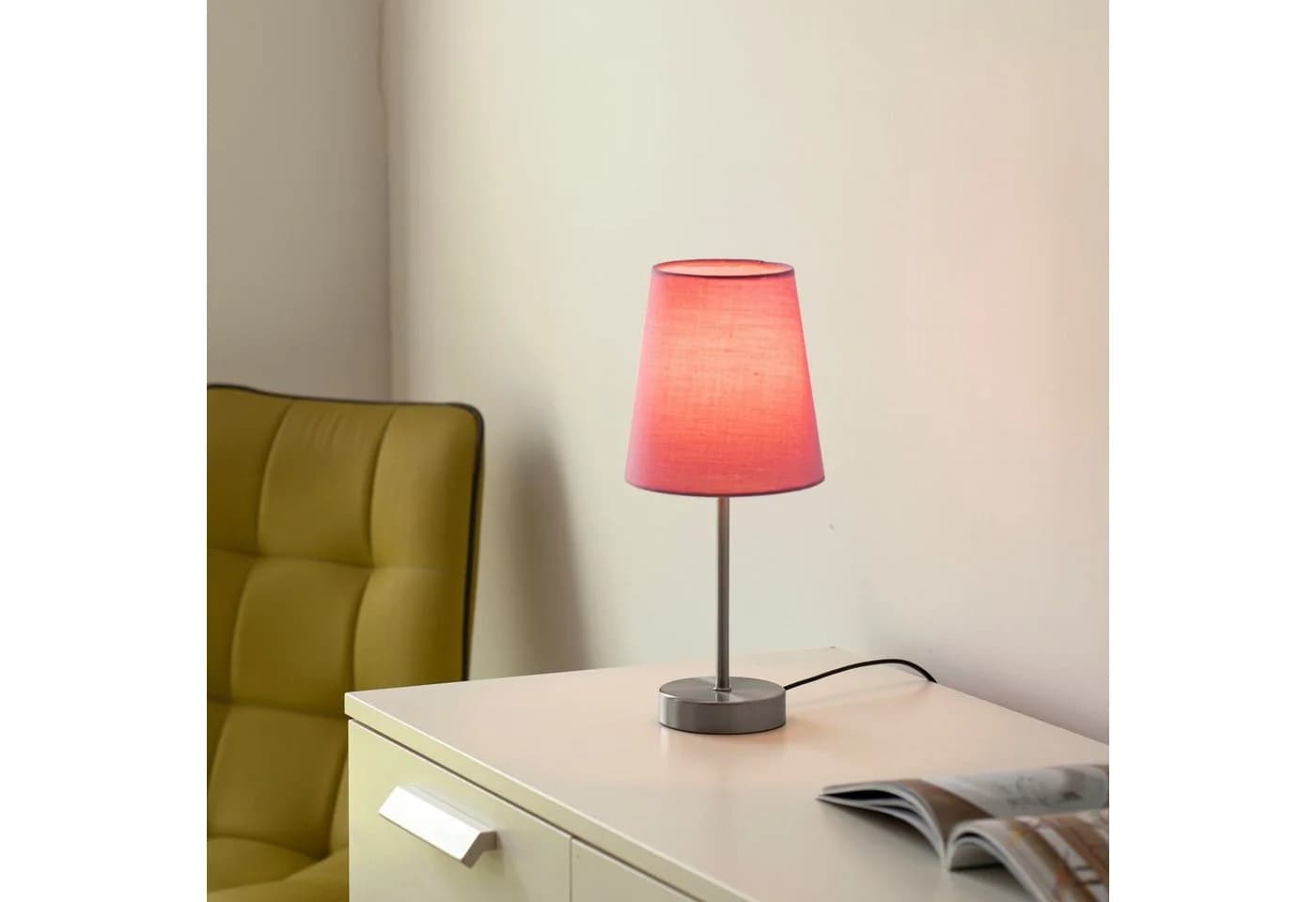 JUST LIGHT Tischleuchte HEINRICH Rosa E14 Schnurschalter