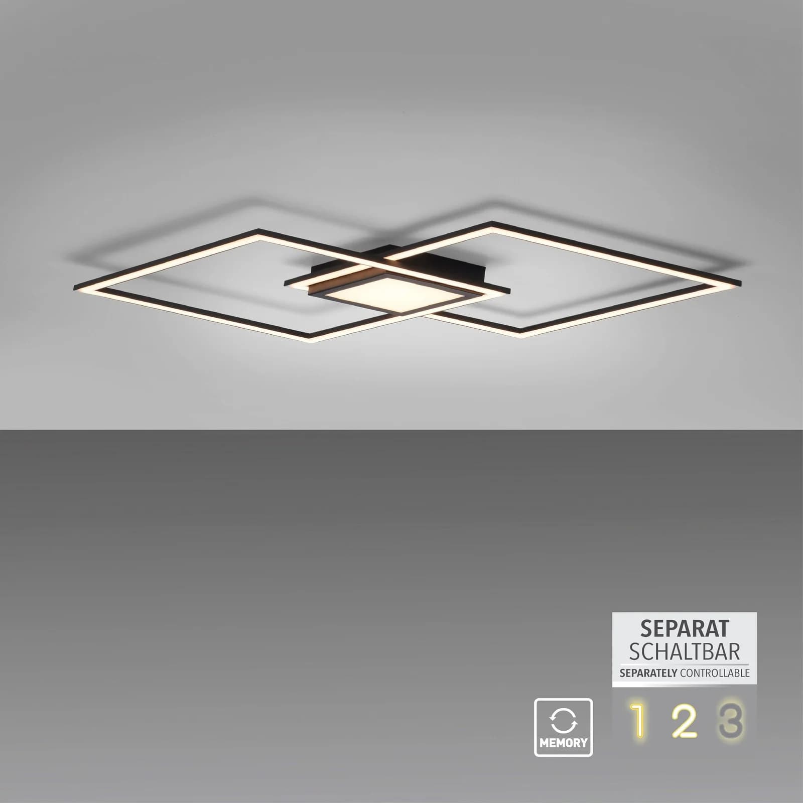 LED-Deckenleuchte Asmin Schwarz Modern Dimmbar