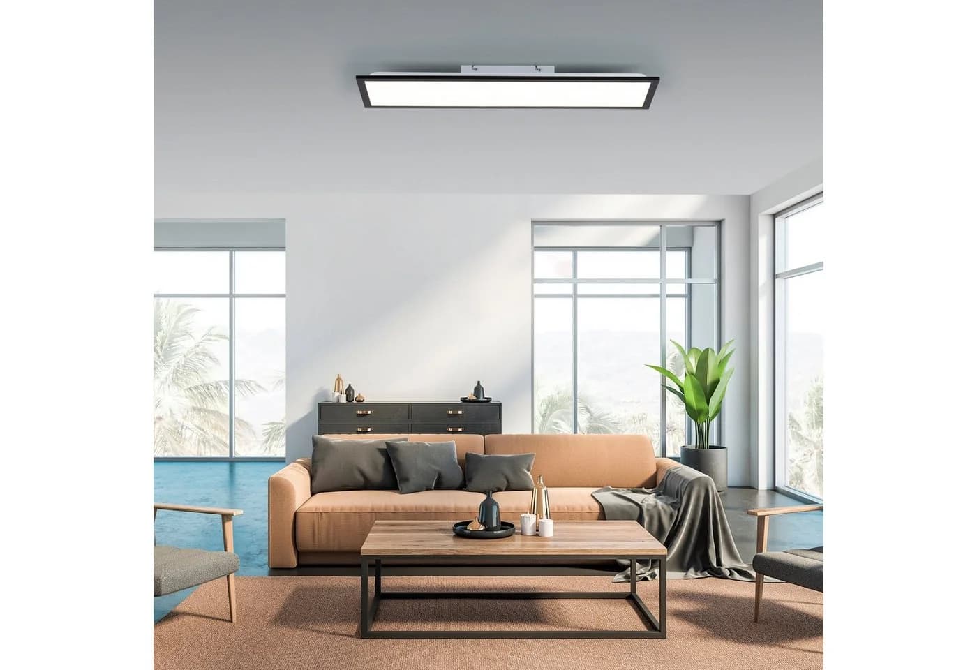 JUST LIGHT Deckenleuchte FLAT schwarz LED 24,5 cm