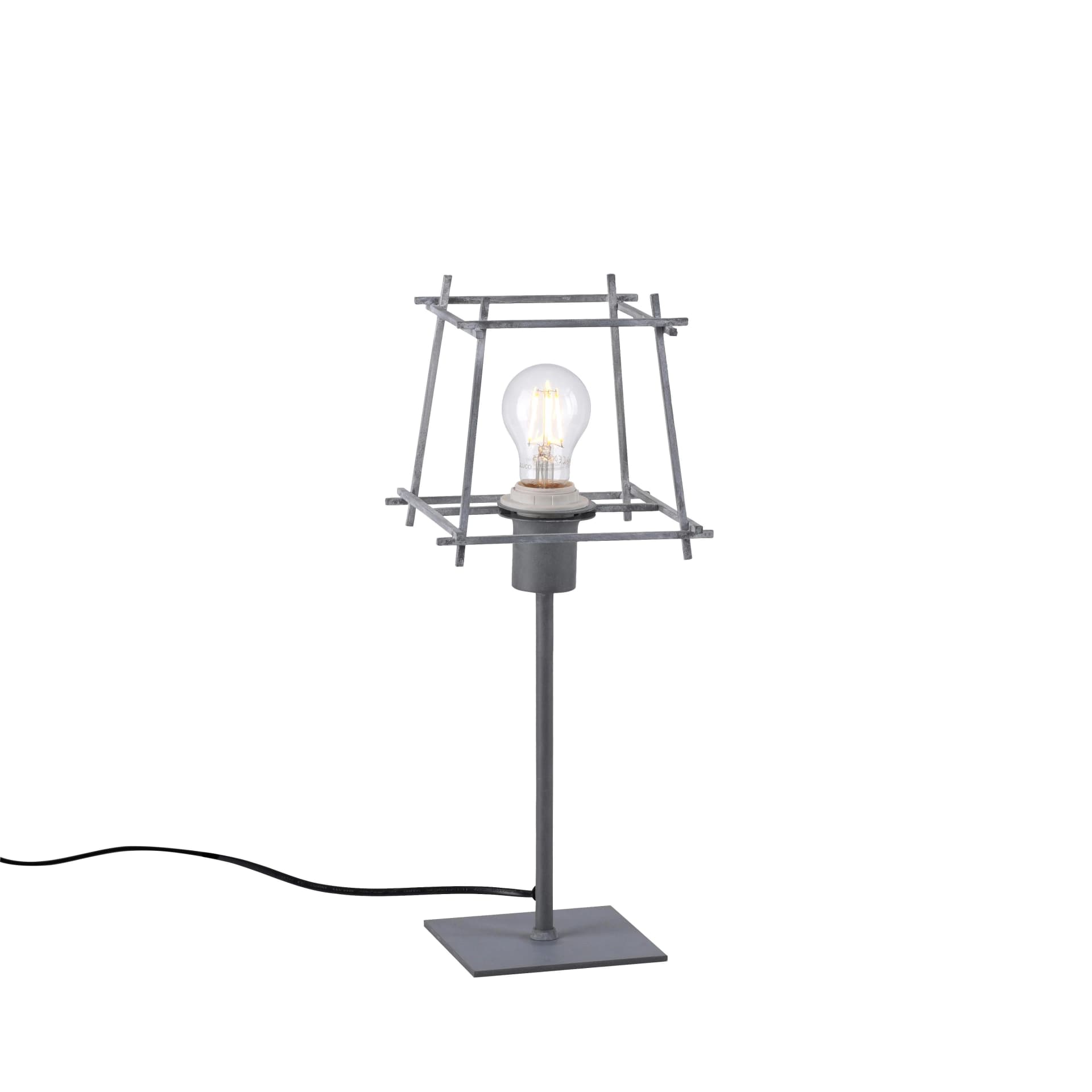 JUST LIGHT Tischleuchte PELETTON Betonoptik Schnurschalter
