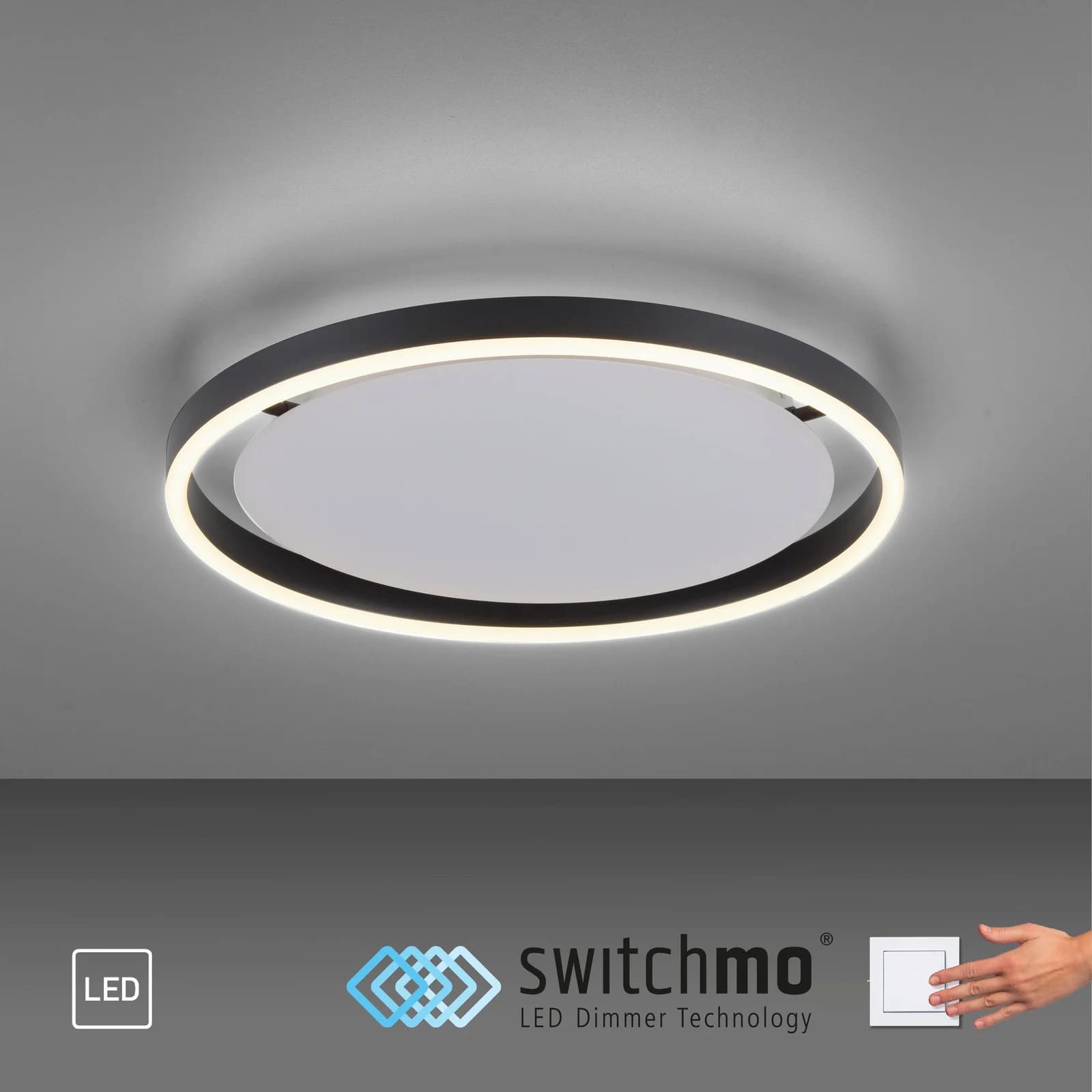 JUST LIGHT Deckenleuchte RITUS Anthrazit LED Dimmbar