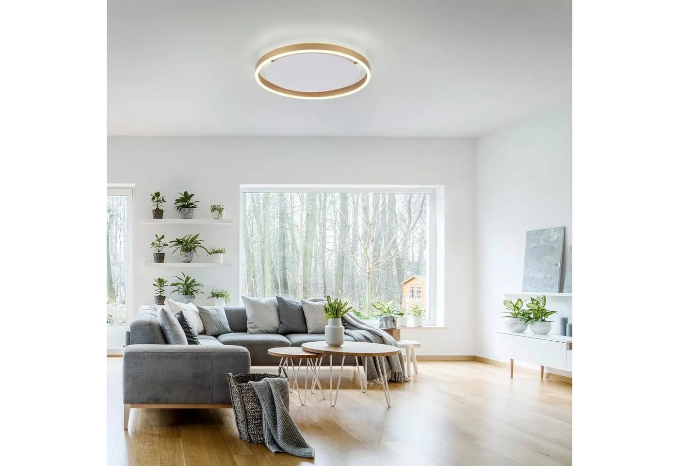 JUST LIGHT Deckenleuchte RITUS LED dimmbar gold messingfarben matt