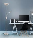JUST LIGHT LED Deckenfluter ZAHARA 2-flammig Silbergrau Stahl mit Lesearm Bild 1