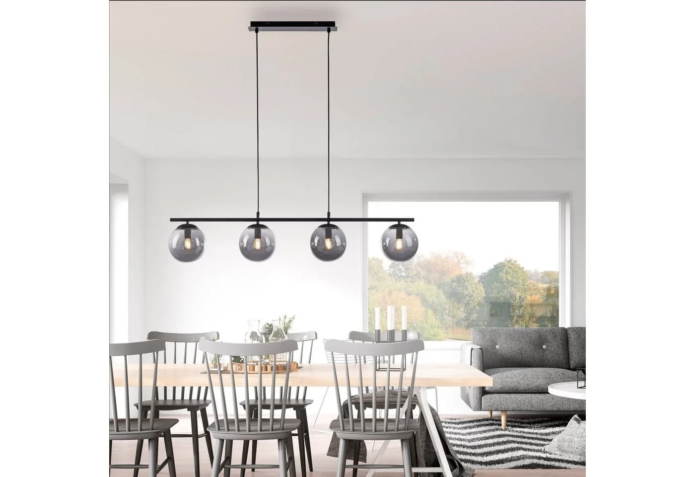 JUST LIGHT Pendelleuchte BIG WIDOW Schwarz 4 E14 Halbrund